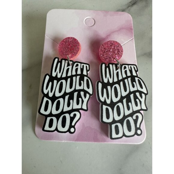 WHAT WOULD DOLLY DO WWDD Drop Earrings NEW - Picture 3 of 6